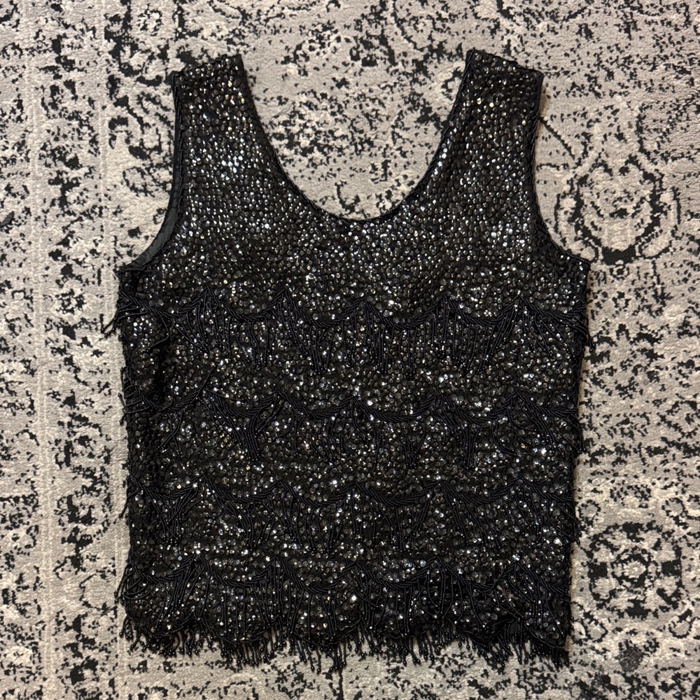 Elegant vintage Black Sequin Women's Top